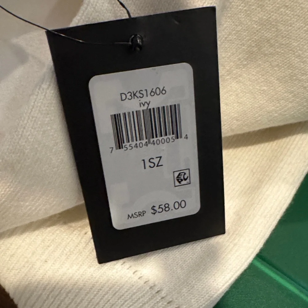 NWT DKNY Women’s Ivory‎ Debossed Logo Scarf Knit Velour Gift Stocking Stuffer
